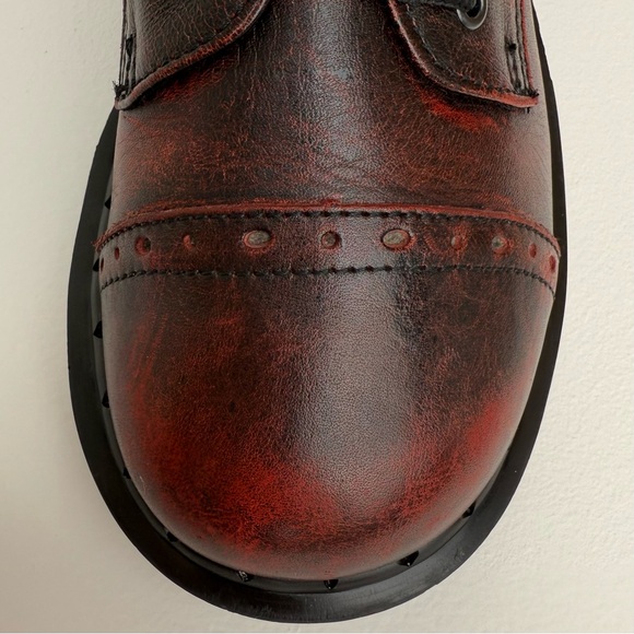 Vintage Dr. Martens Oxblood Ruboff Red Black Wingtip Wedge Oxfords UK 4 - Picture 8 of 16